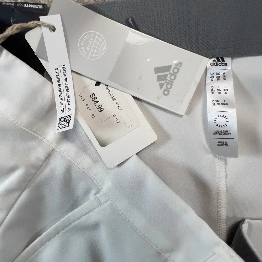 Adidas Ultimate365 Performance Golf Pant Regular 38WX30L White‎ Wicking Comfort